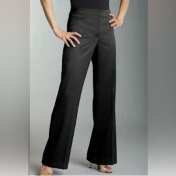 JS Collections Black Satin Dress Pants Cocktail Evening Size 14 - Picture 3 of 11